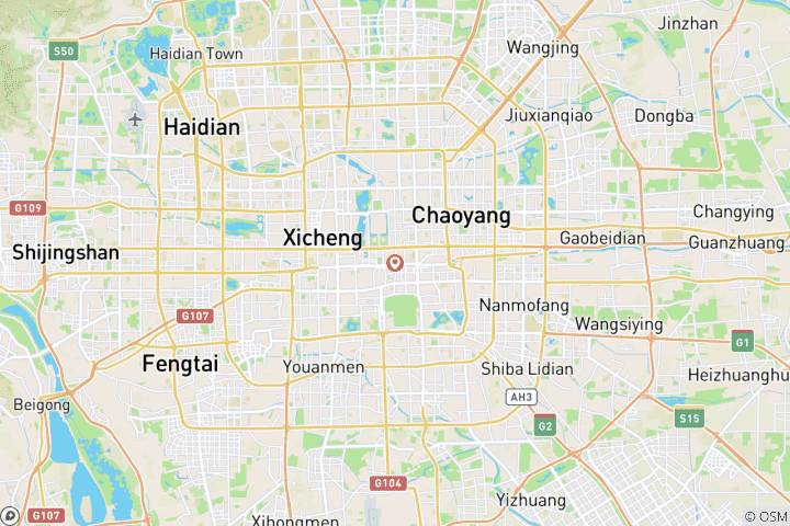 Kaart van Eendaagse minigroepstour in Beijing naar Tempel van de Hemel, Hutong steegjes per riksja, Tibetaanse Lama-tempel en Zomerpaleis