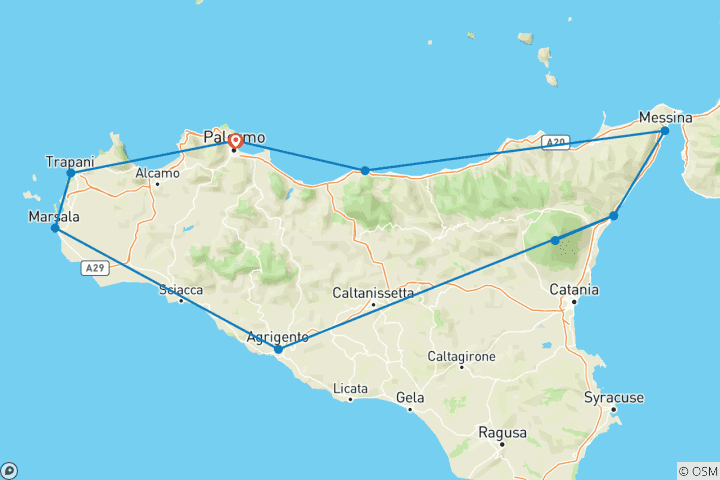 Map of Classic Sicily - 8 Days/7 Nights (10 destinations)