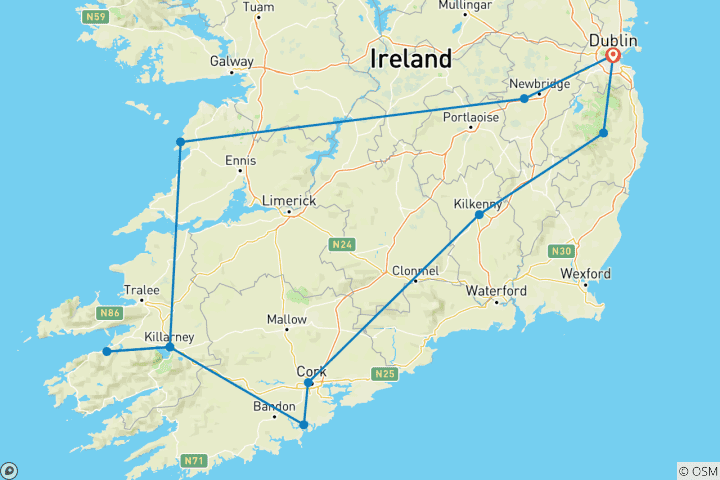 Carte du circuit Suprême irlandais - 9 jours/8 nuits