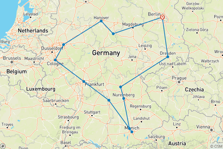 Carte du circuit Le meilleur de l'Allemagne (26 destinations)