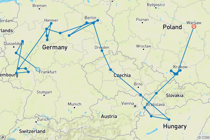 Karte von Deutschland und Osteuropa