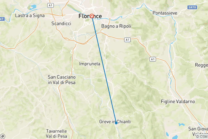 Carte du circuit Saveurs de Florence et du Chianti : 2 jours d'évasion culinaire avec visite gastronomique et vinicole