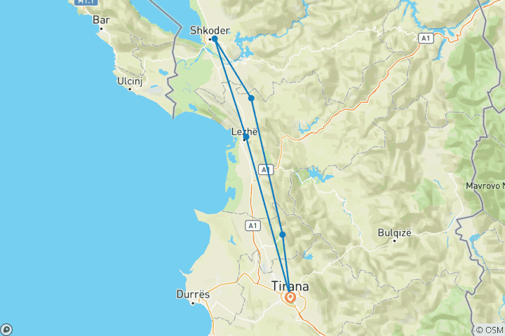 Map of North Albania Food & Wine Experience