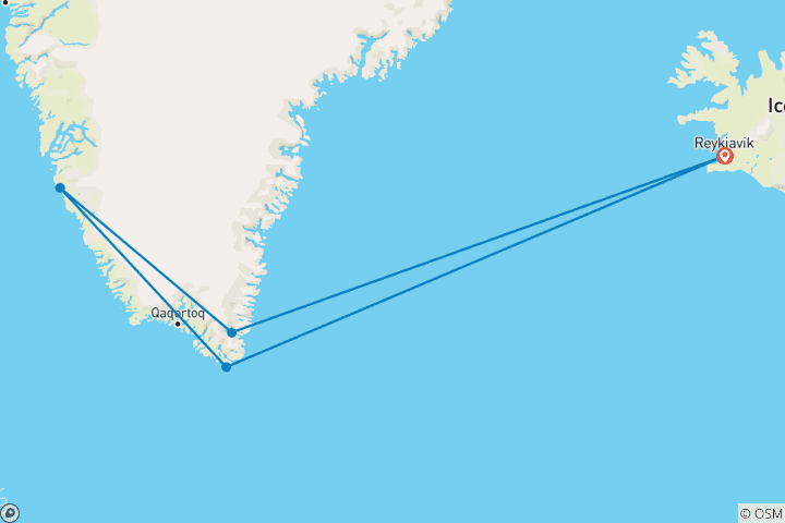 Carte du circuit Aventure au sud du Groenland : Le majestueux Arctique alpin (Ultramarine)