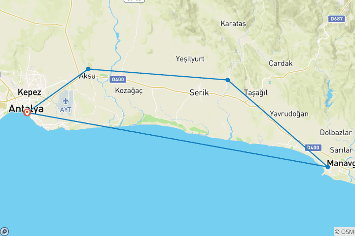 Map of Antalya - Perge Aspendos Side Private