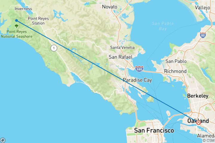 Map of Backpacking Point Reyes National Seashore