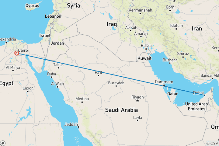 Carte du circuit Croisière à Dubaï et sur le Nil