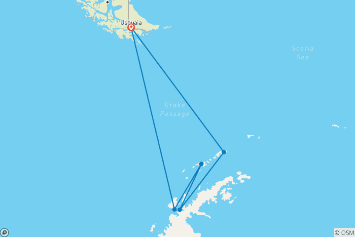 Karte von Klassische Antarktis - M/V Sylvia Earle (6 Destinationen)