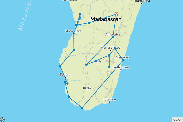 Carte du circuit Un mélange d'aventure, de nature, de culture et de détente 29 jours/28 nuits
