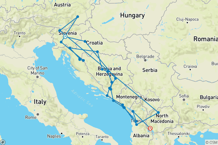 Map of 15D and 14N Through Diversity Explore the Balkans