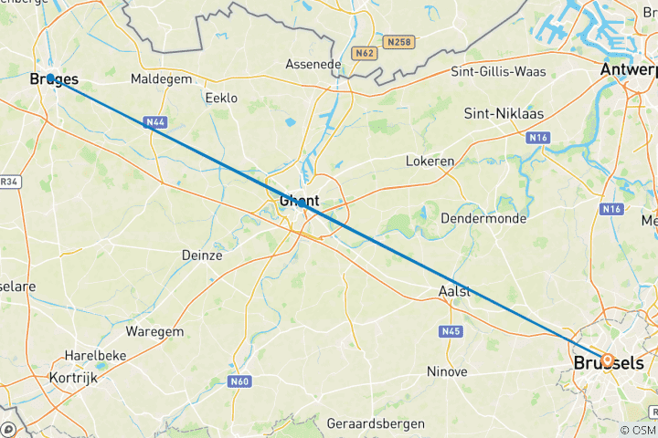 Karte von Eine bezaubernde Kreuzfahrt: Entdecken Sie die Weihnachtsmärkte in Gent und Brügge (Kreuzfahrt von Hafen zu Hafen)