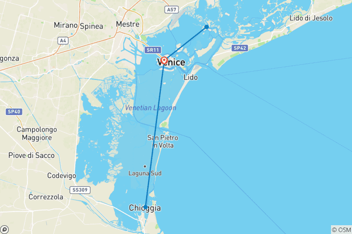 Carte du circuit Lumières de l'Avent, une croisière au cœur des marchés de Noël de Venise et de sa lagune (croisière de port à port)