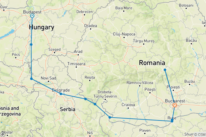 Karte von Budapest Escape & Zauberhaftes Osteuropa & Siebenbürgen