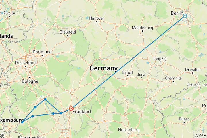 Carte du circuit Berlin et les légendaires Rhin et Moselle