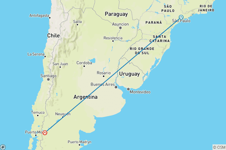 Kaart van 5-Dagen Winteravontuur in Bariloche met optionele vluchten vanuit Sao Paulo