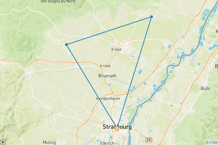Carte du circuit Noël en Alsace et spectacle au Palais Royal (port à port) - FRANCE