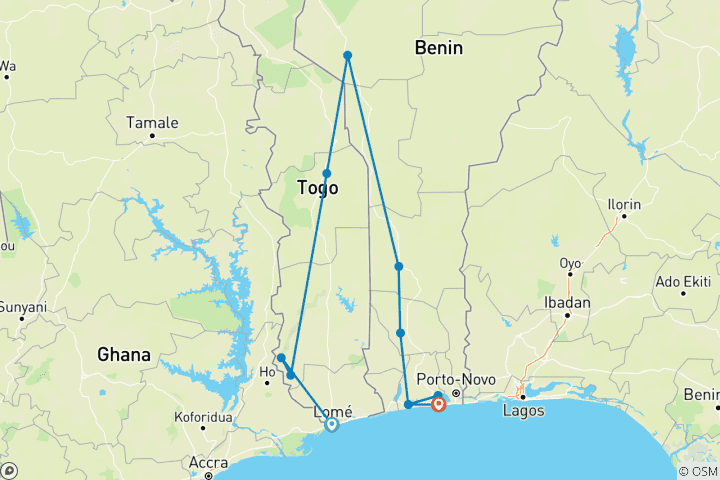 Kaart van Togo en Benin: Lokale markten, Koutammakou en Voodoo-tradities
