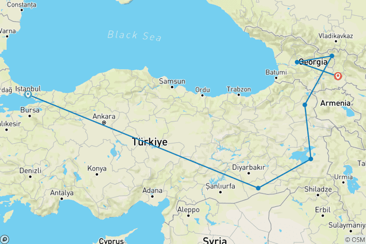 Mapa de Descubrimiento de Turquía Oriental y Georgia