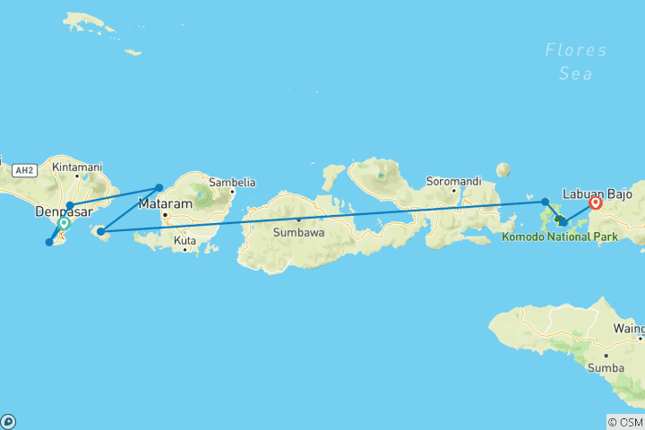 Carte du circuit 13 jours pour découvrir Bali, Lombok et Flores