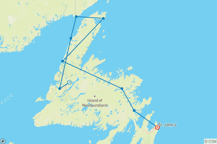 Map of Atlantic Treasures: Newfoundland & Labrador by Car