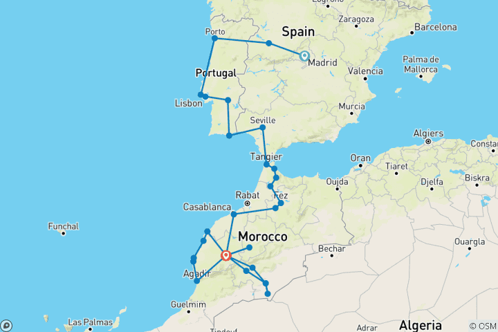Map of Spain, Portugal & Morocco Encompassed