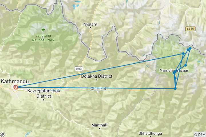 Map of Everest Base Camp Trek in Comfort