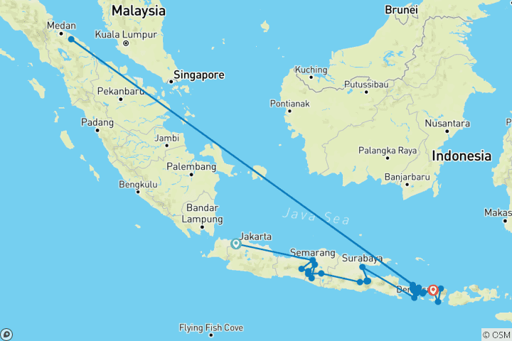 Carte du circuit Indonésie : Jakarta, Bali & Lombok