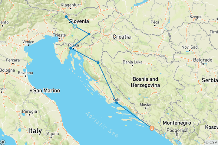 Map of Discover Croatia, Slovenia and the Adriatic Coast  (Ljubljana to Dubrovnik) (2026)