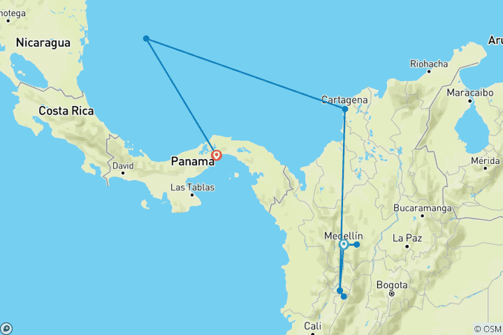 Karte von Kolumbien & Panama: From Shoreline to Skyline