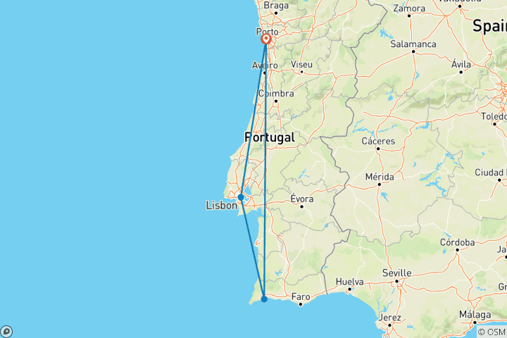 Map of Portugal Highlighed Designed Tour