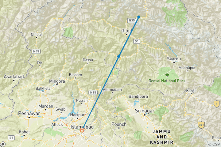Karte von Rush Lake Trekking Expedition 2025