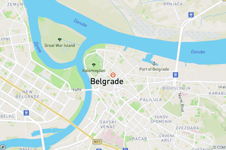 Carte du circuit 4 jours de visites guidées à Belgrade, Serbie, à l'hôtel Bohemian