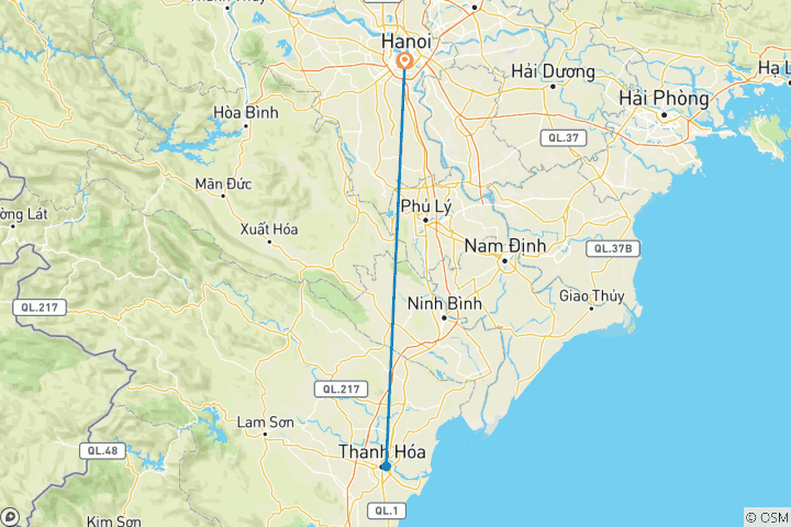 Mapa de Excursión de un día a Pu Luong desde Hanói