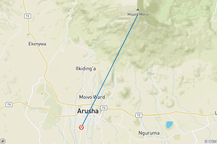 Mapa de Safari de 1 día por el Parque Nacional de Arusha