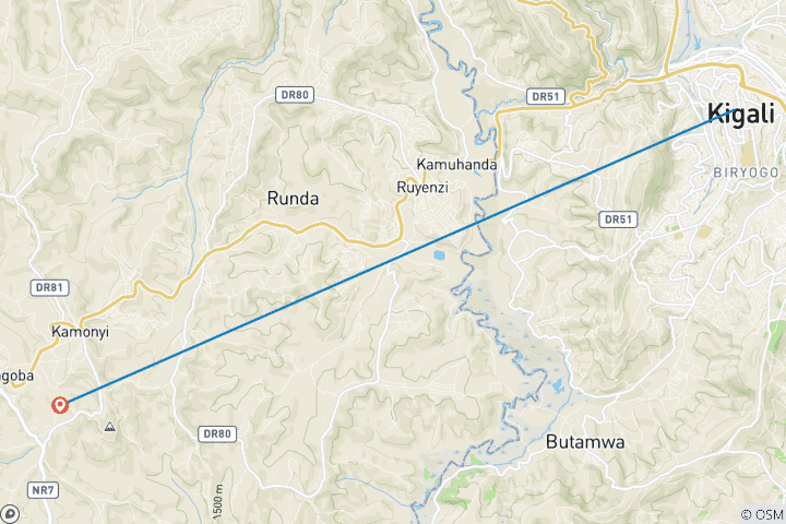 Map of 3 Days Rwanda Gorilla Safari Adventures