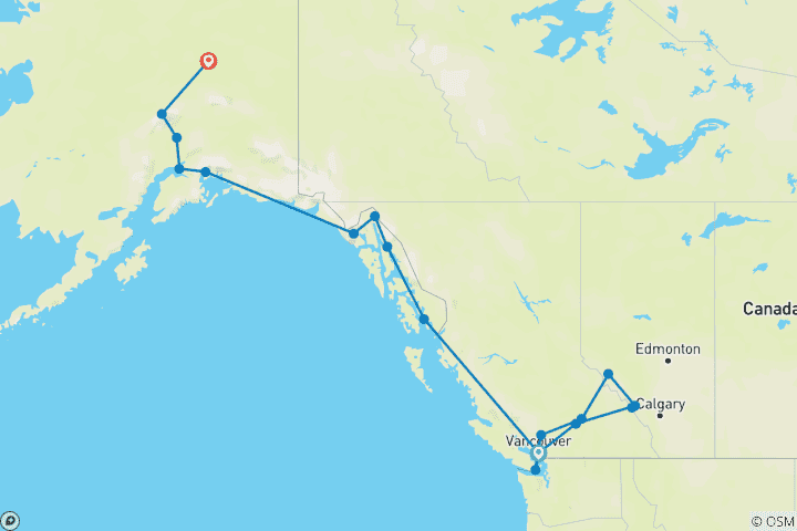 Map of Magnificent Rockies & Alaska Exploration