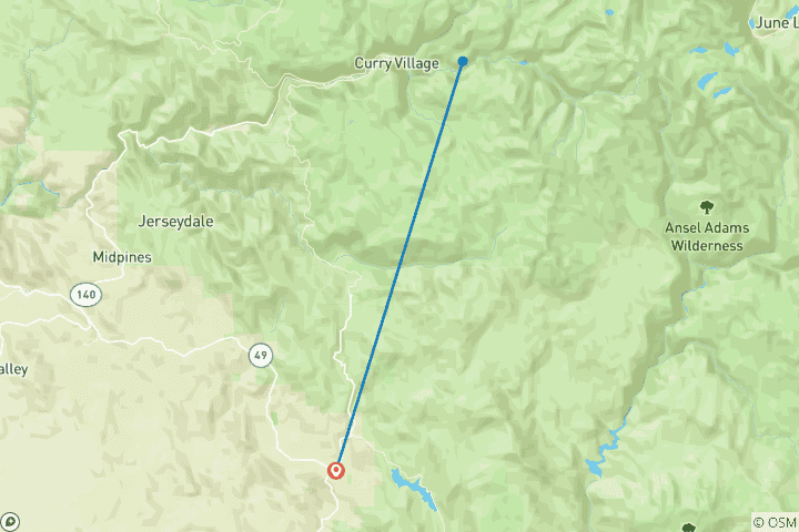 Carte du circuit Journée d'escalade dans le sud du Yosemite