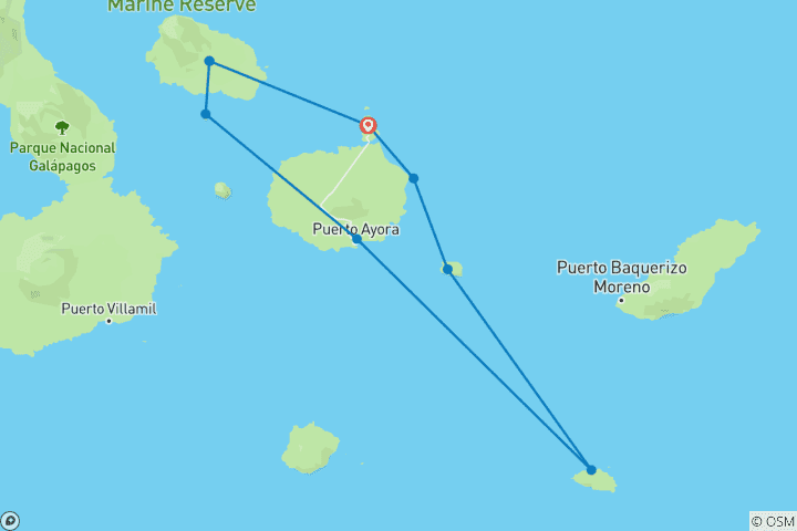 Carte du circuit Galapagos Angel - 8 jours itinéraire A