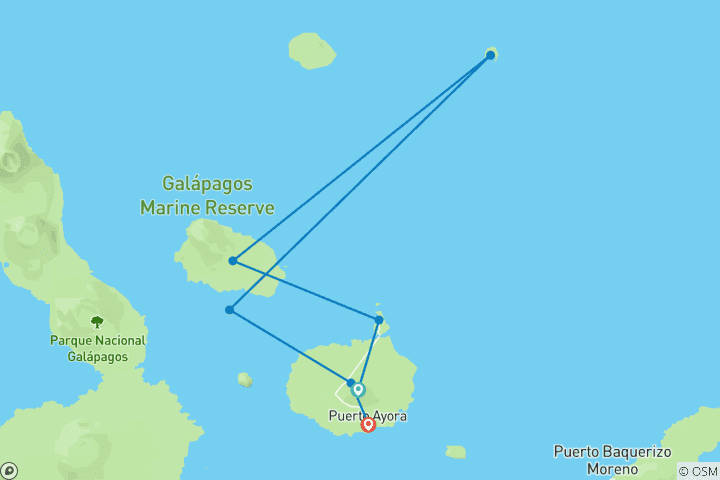 Carte du circuit Galapagos Angel - 5 jours itinéraire A