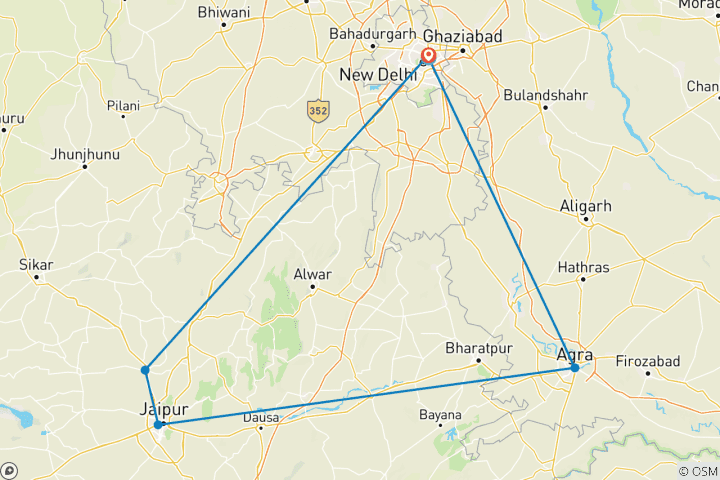 Carte du circuit Majestic Mughal & Rajputana Trail - Triangle d'or avec séjour dans un palais