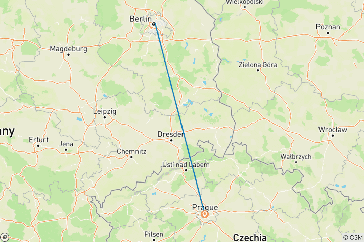 Map of 7 Day Berlin And Prague By Train