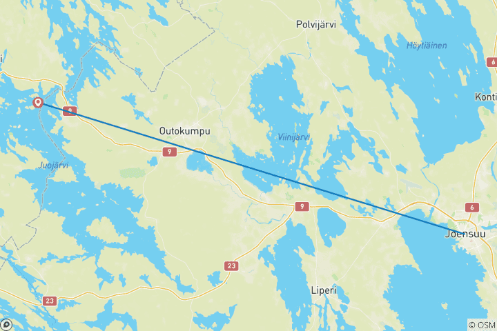 Carte du circuit Chemins et eaux sacrés - Une semaine de marche dans les monastères et en Carélie