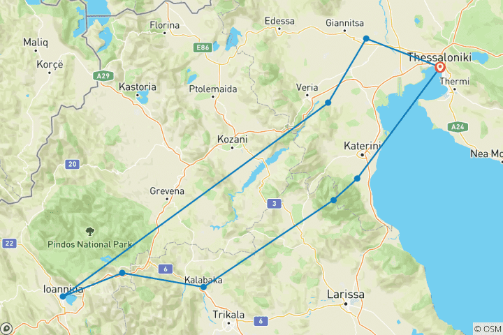 Carte du circuit Les points forts de la Grèce du Nord 6 jours/5 nuits