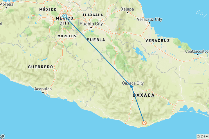 Map of Personalized 8 Days Mexico Family Tour, All Inclusive & Private Guide and Car