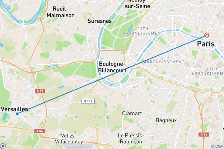 Carte du circuit 5 jours Paris, Versailles et Disneyland