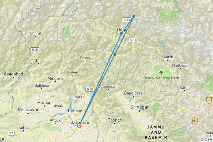Mapa de Expedición a Hunza y el Valle de Naltar