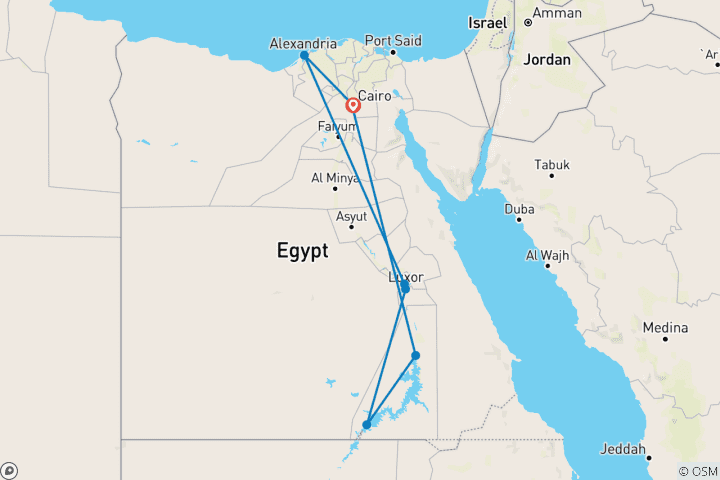 Mapa de 9 días Ojos en las principales atracciones de Egipto (El Cairo - Asuán - Luxor - Alejandría)