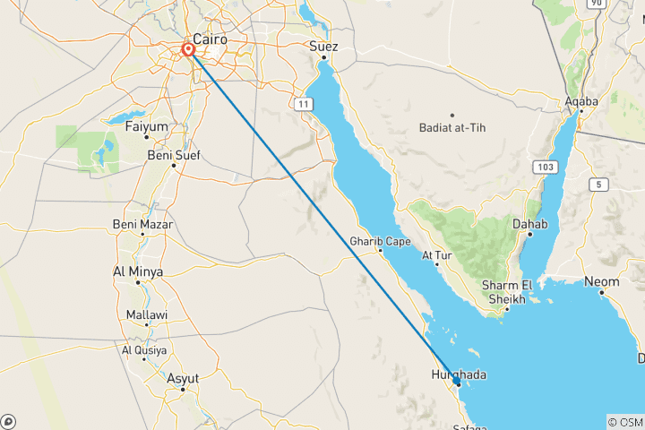 Karte von 6 Tage Kairo und Hurghada Paket