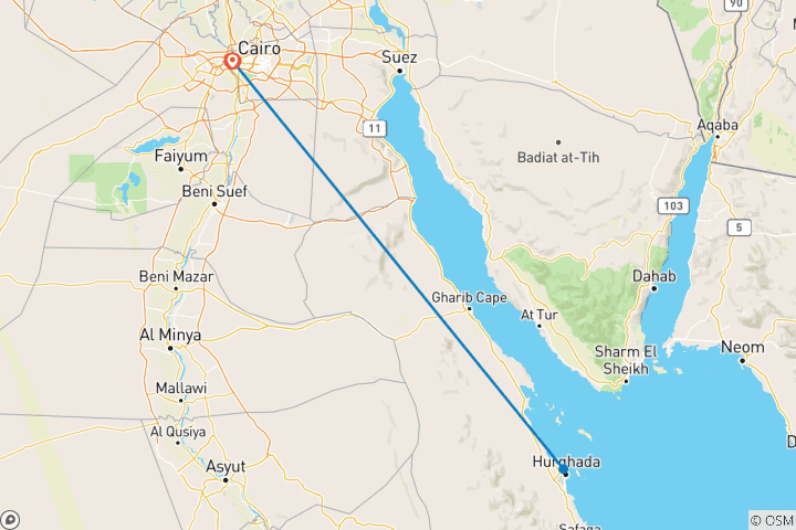 Karte von 6 Tage Kairo und Hurghada Urlaub