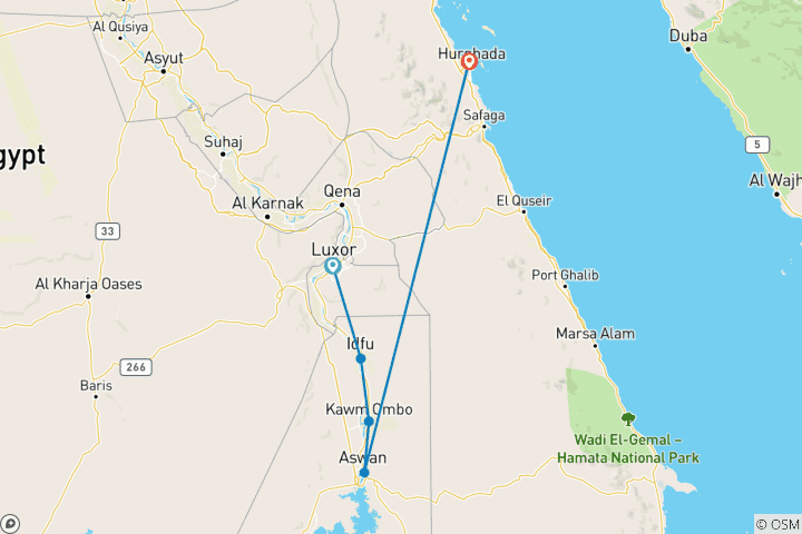 Carte du circuit Croisière de 5 jours sur le Nil au départ d'Hurghada